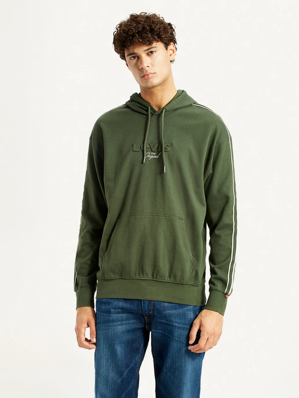 Men's Brand Logo Dark Green Hooded Sweatshirt - Image 2