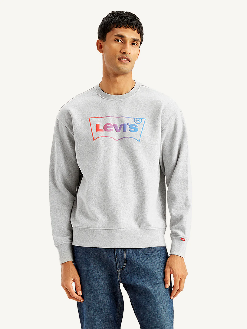 Men's Brand Logo Grey Crew Neck Sweatshirt - Image 2