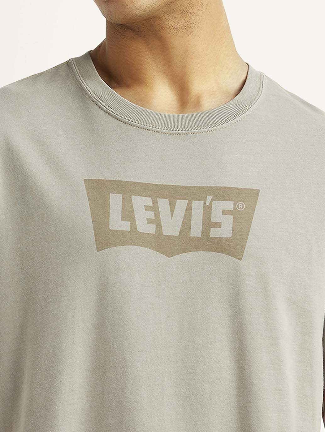 Men's Brand Logo Grey Crew Neck T-shirt - Image 3