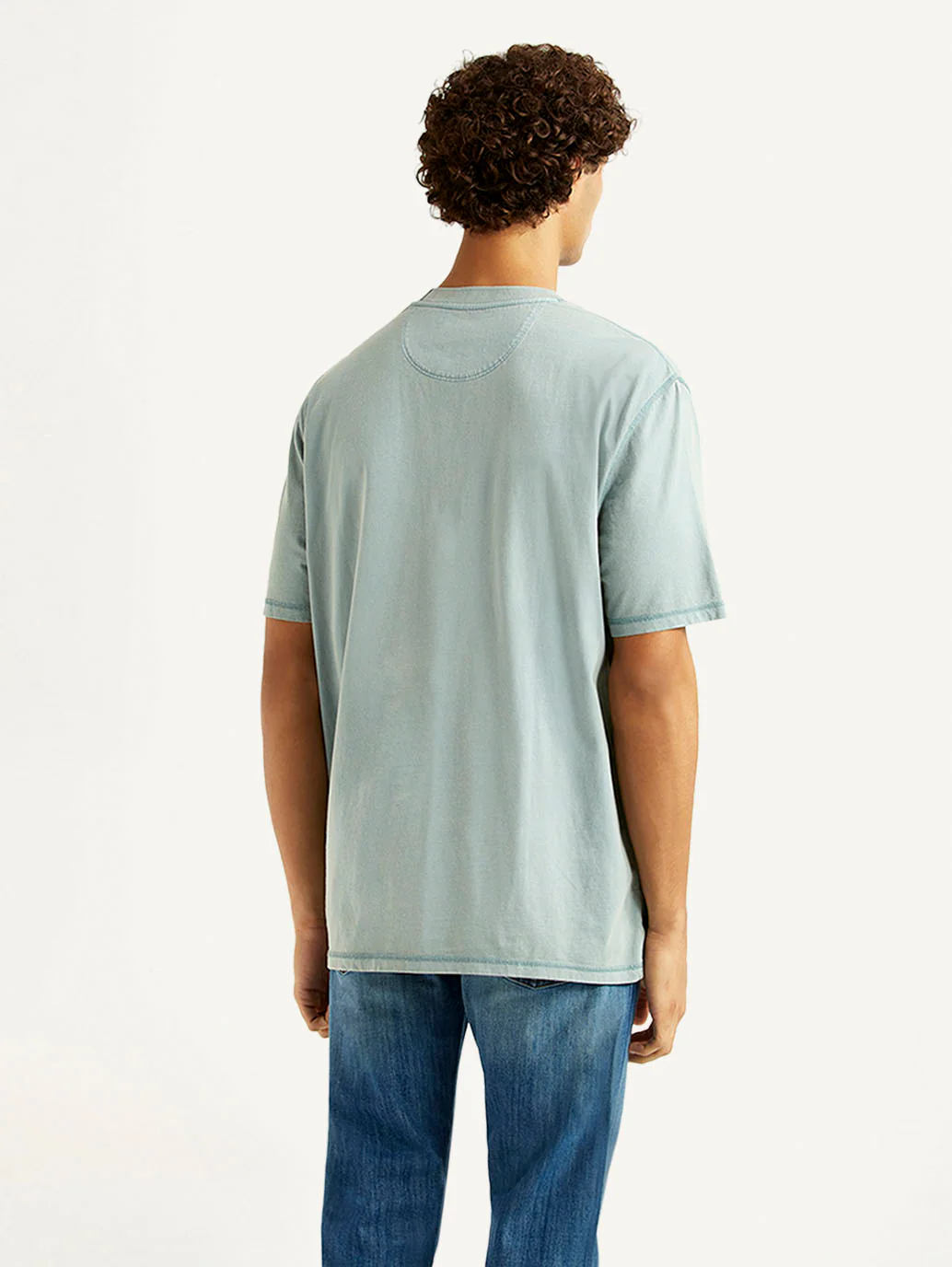Men's Brand Logo Light Blue Crew Neck T-shirt - Image 3