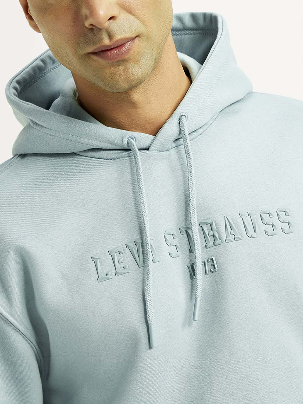 Men's Brand Logo Light Blue Hooded Sweatshirt - Image 5