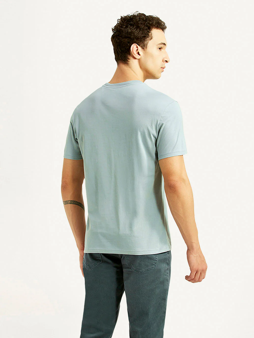 Men's Brand Logo Light Blue Slim Fit T-shirt - Image 2