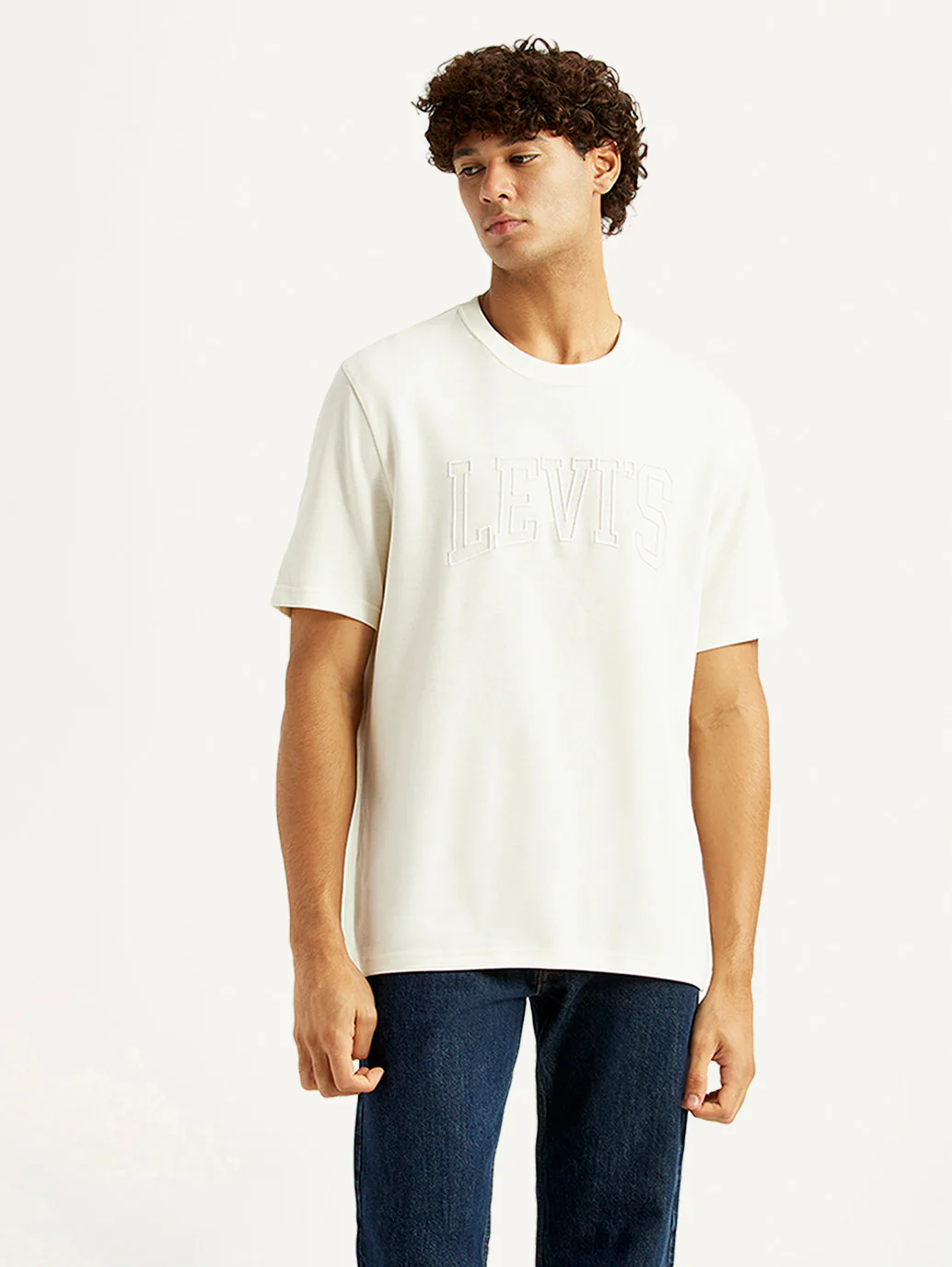 Men's Brand Logo White Crew Neck T-shirt - Image 2