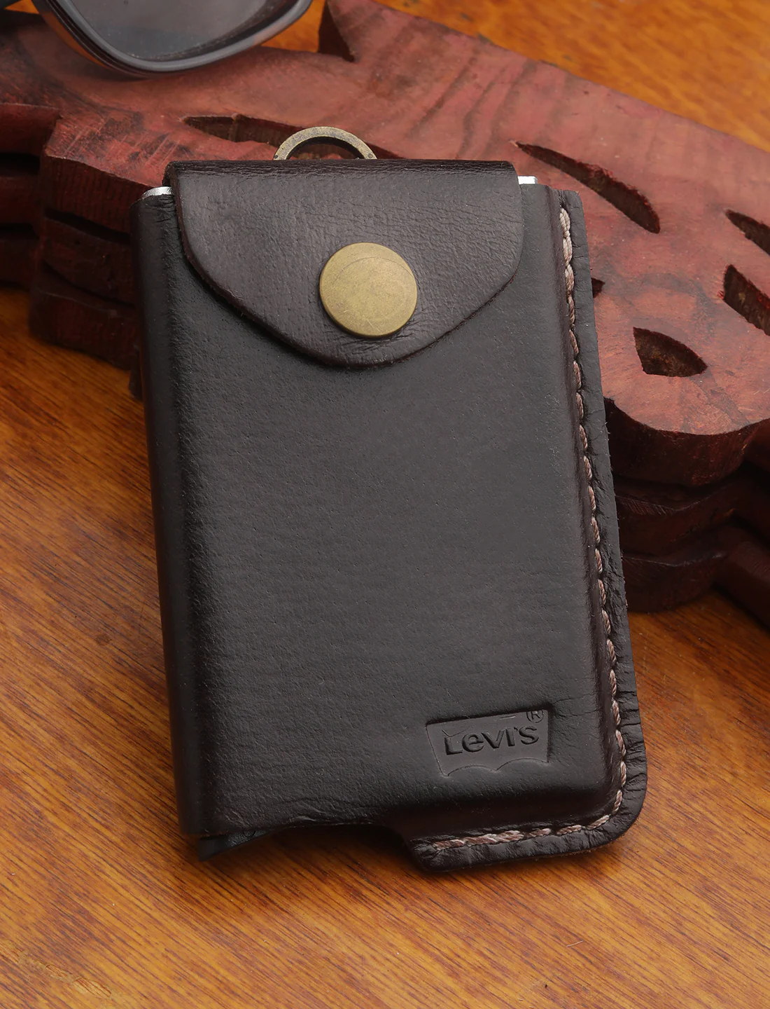 Men's Brown Solid Card Holder