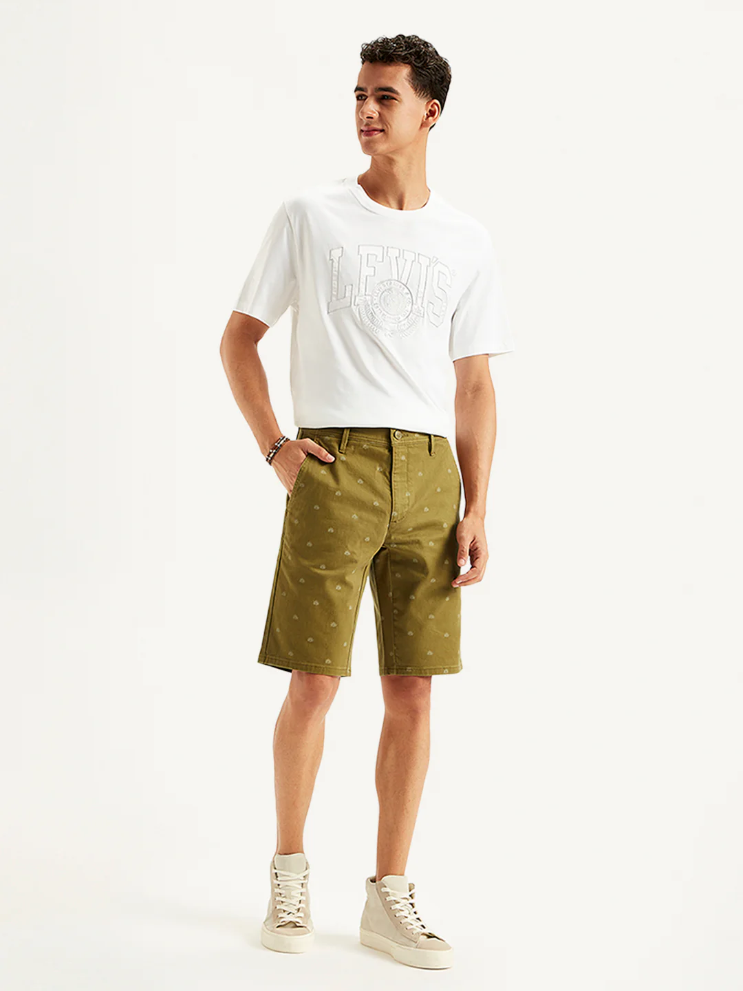 Men's Brown Tapered Chino Shorts - Image 3