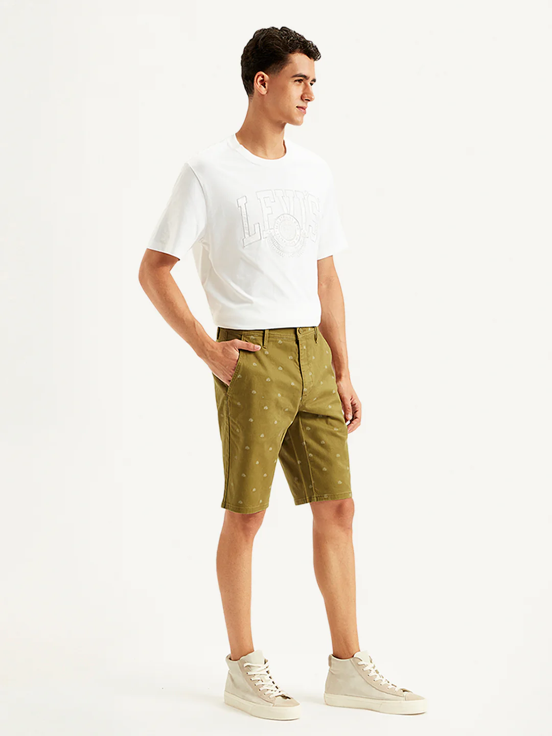 Men's Brown Tapered Chino Shorts - Image 5