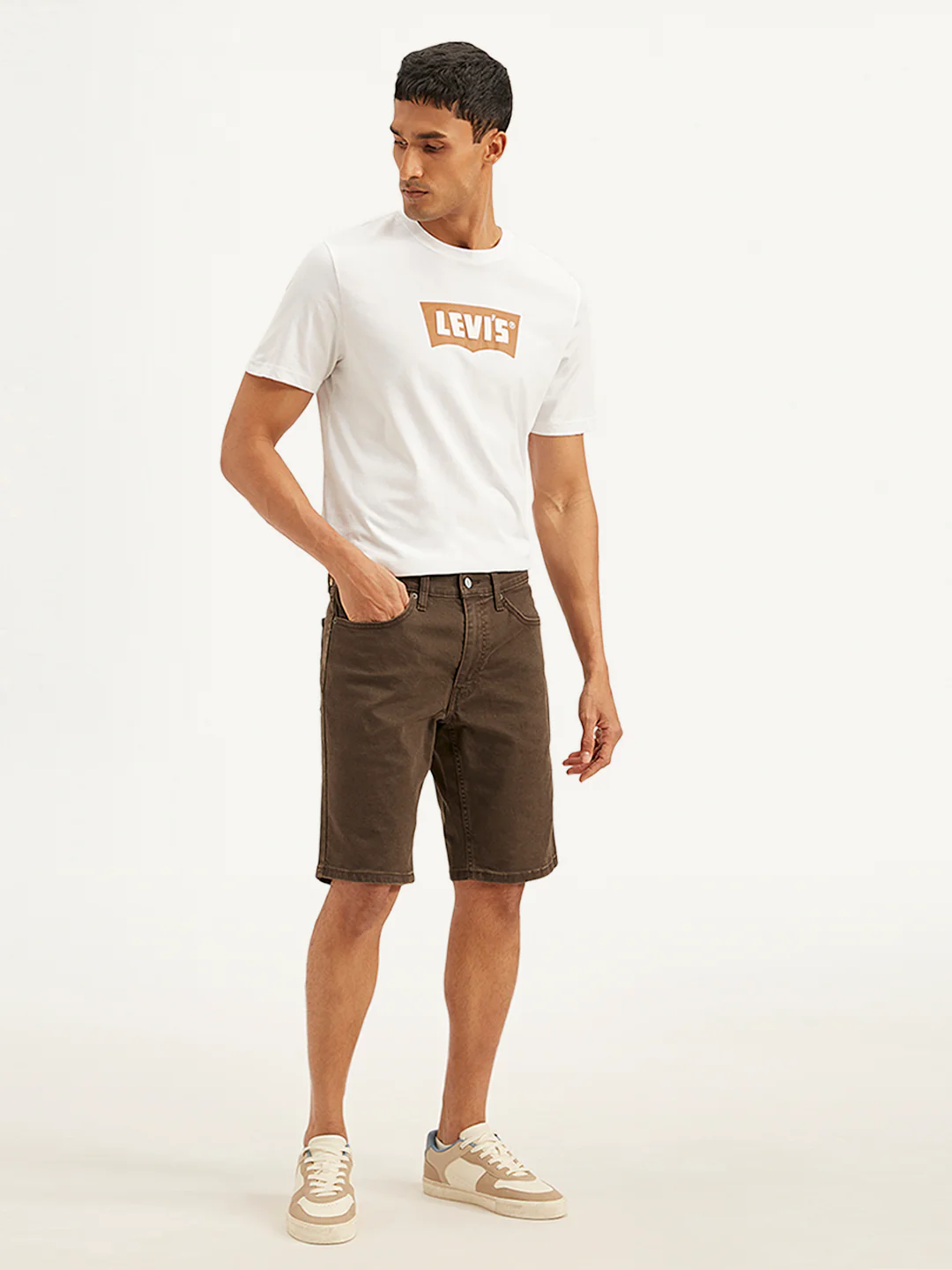 Men's Brown Tapered Shorts - Image 4