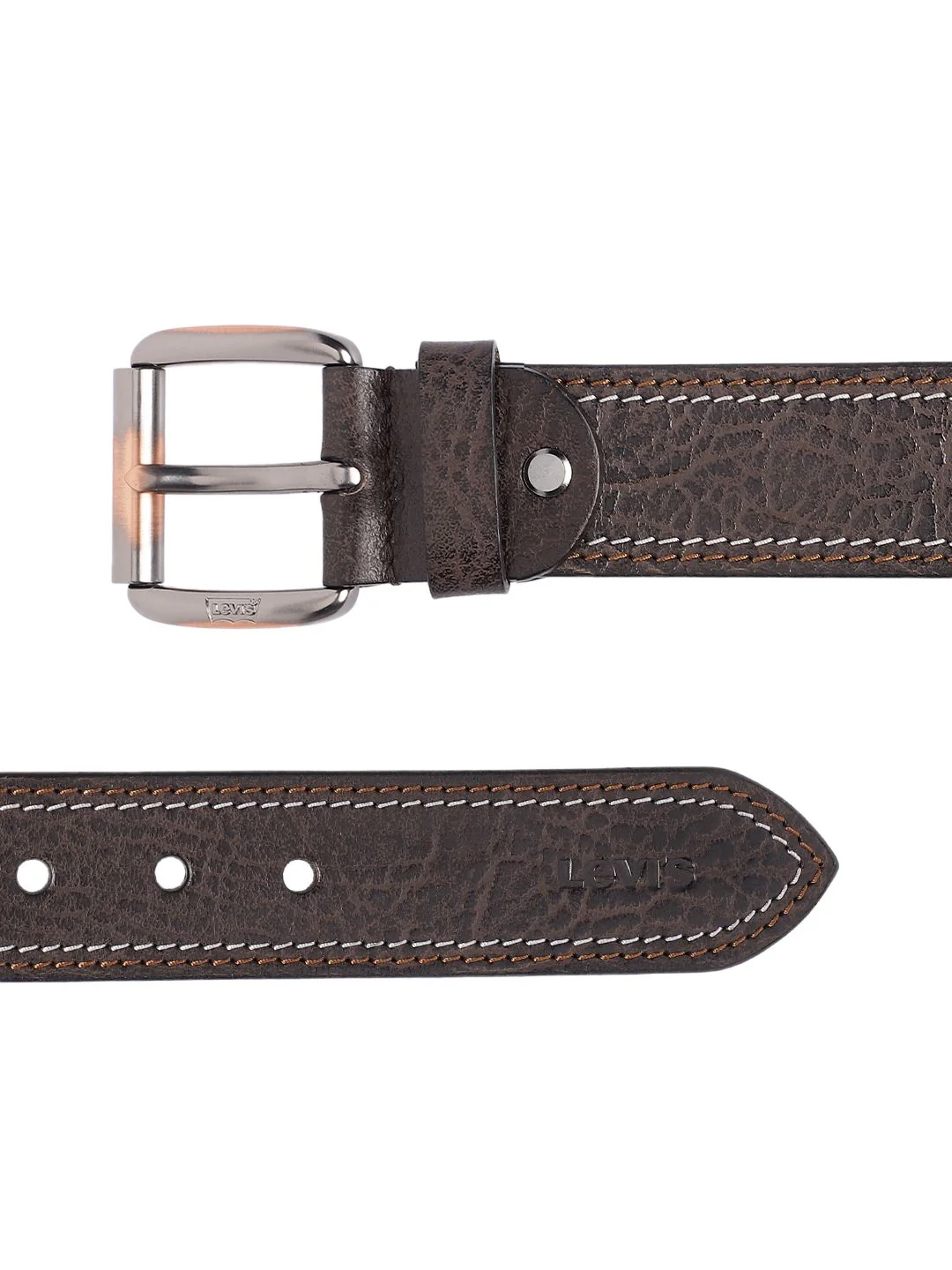 Men's Brown Textured Belt - Image 4