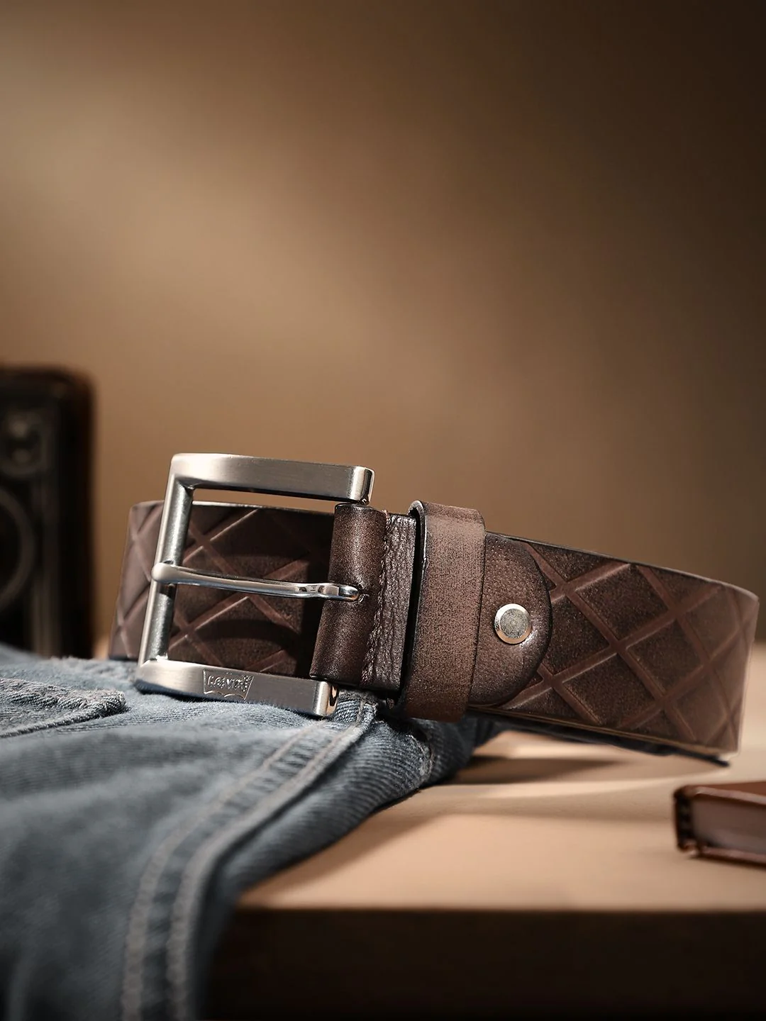 Men's Brown Textured Belt