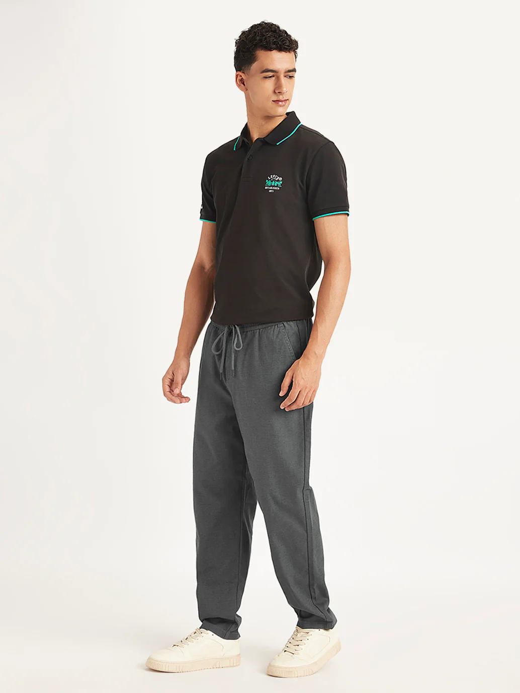 Men's Charcoal Grey Regular Fit Joggers - Image 2