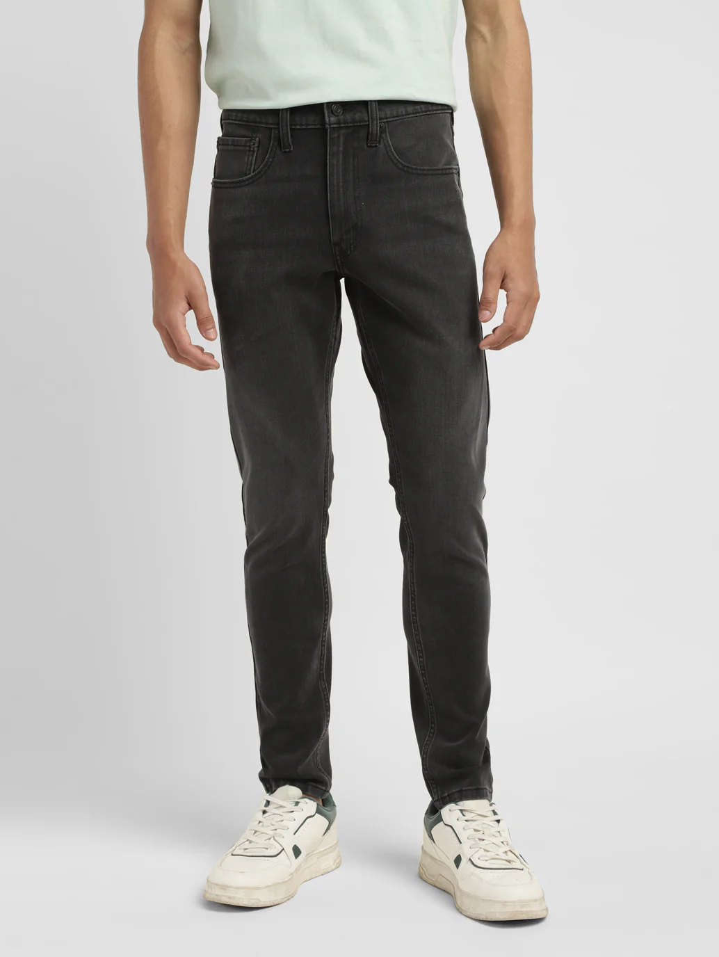 Men's Grey Skinny Fit Mid Rise Jeans - Image 2