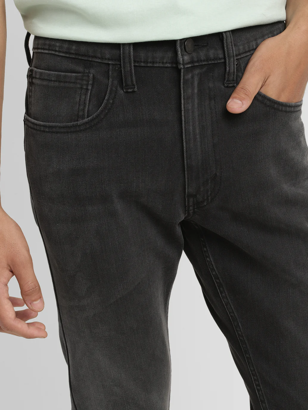 Men's Grey Skinny Fit Mid Rise Jeans - Image 4