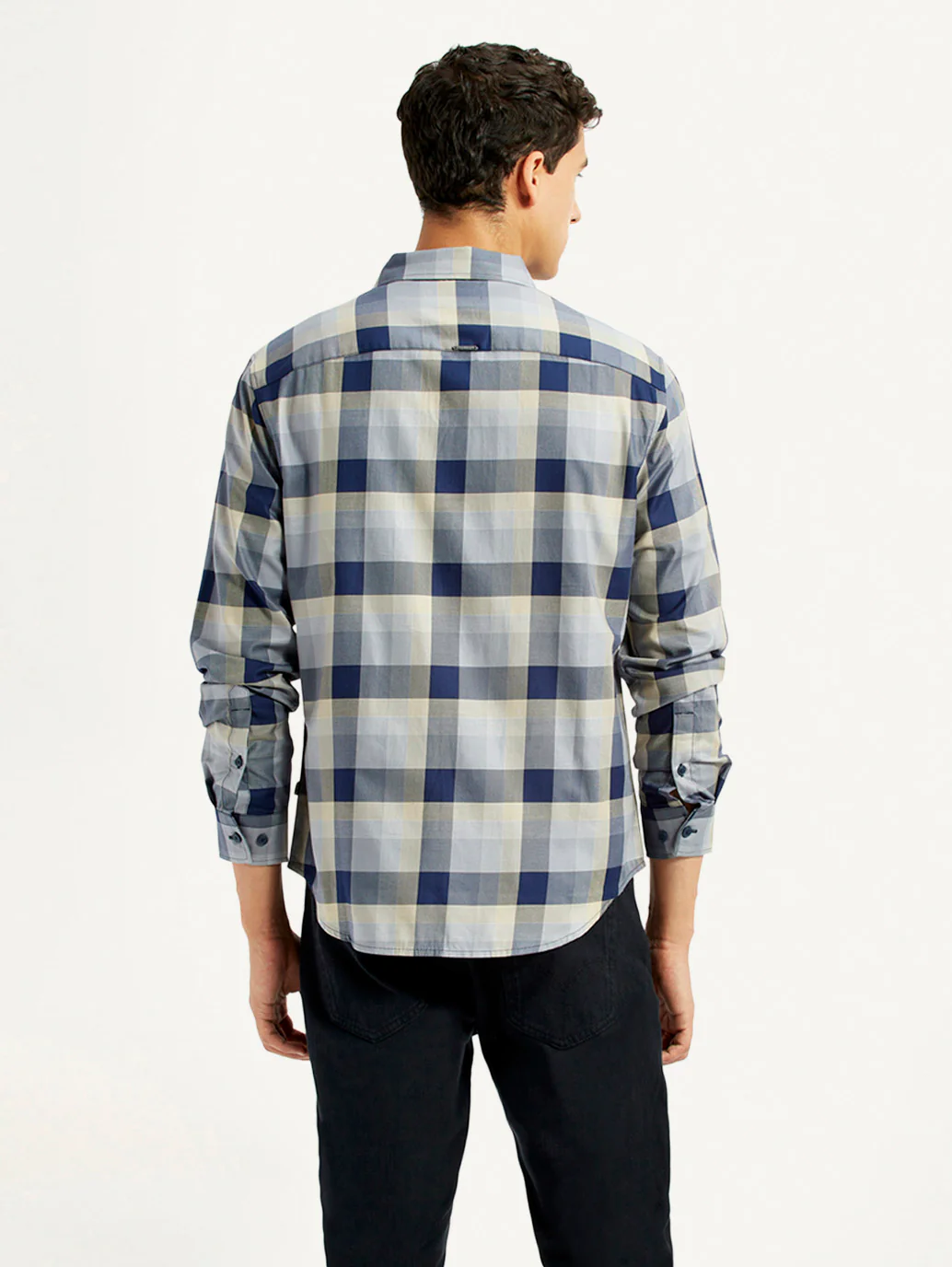 Men's Checkered Grey Slim Fit Shirt - Image 2