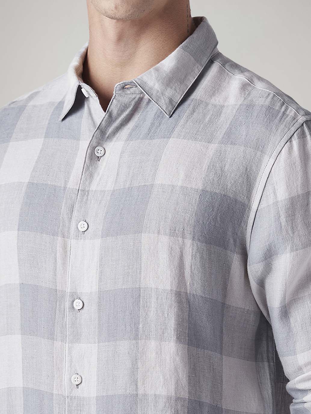 Men's Checkered Slim Fit Linen Shirt - Image 4