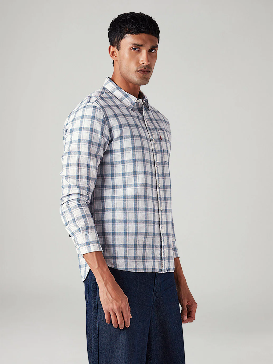 Men's Checkered Slim Fit Linen Shirt - Image 5