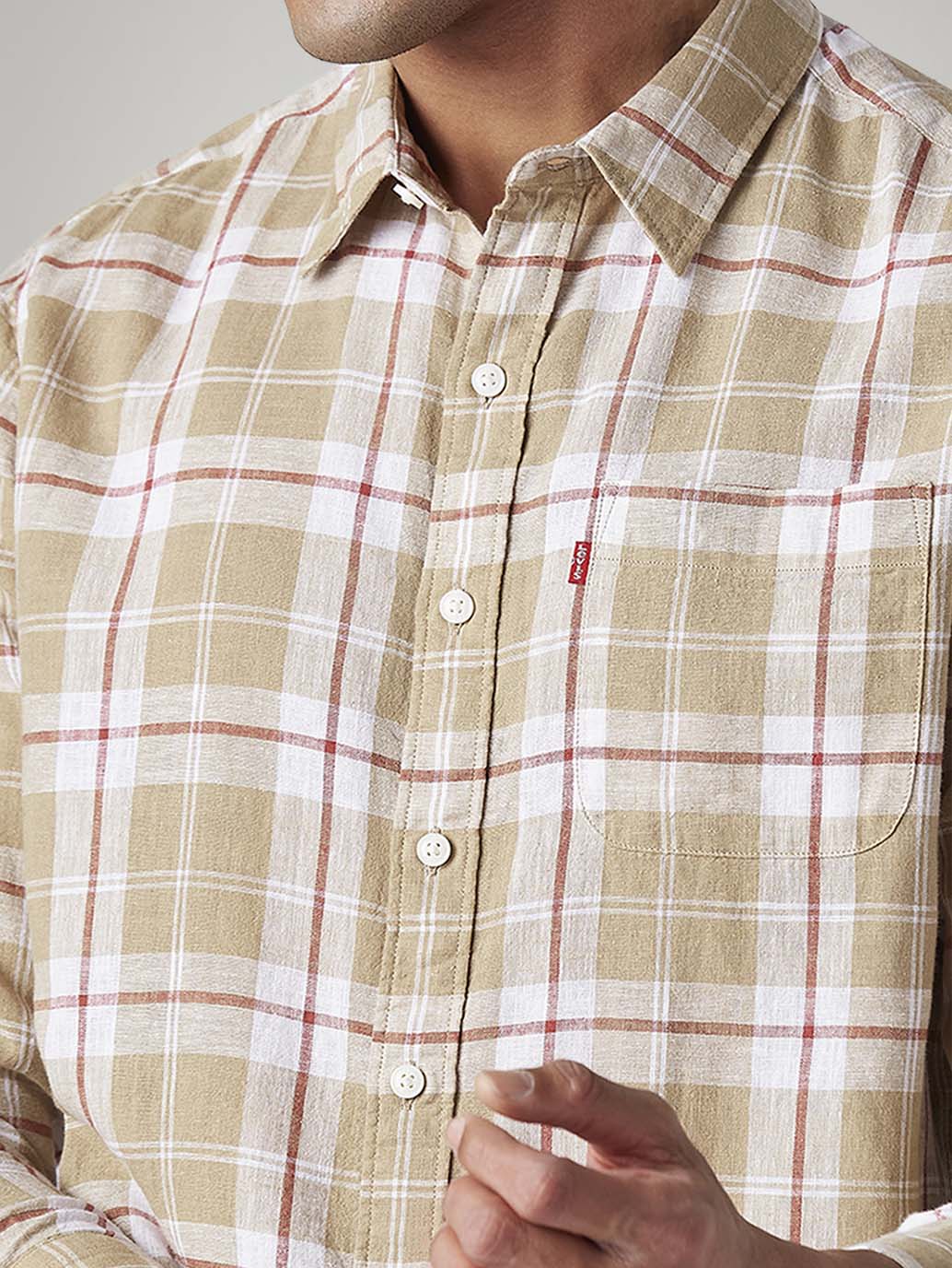 Men's Checkered Slim Fit Linen Shirt - Image 4