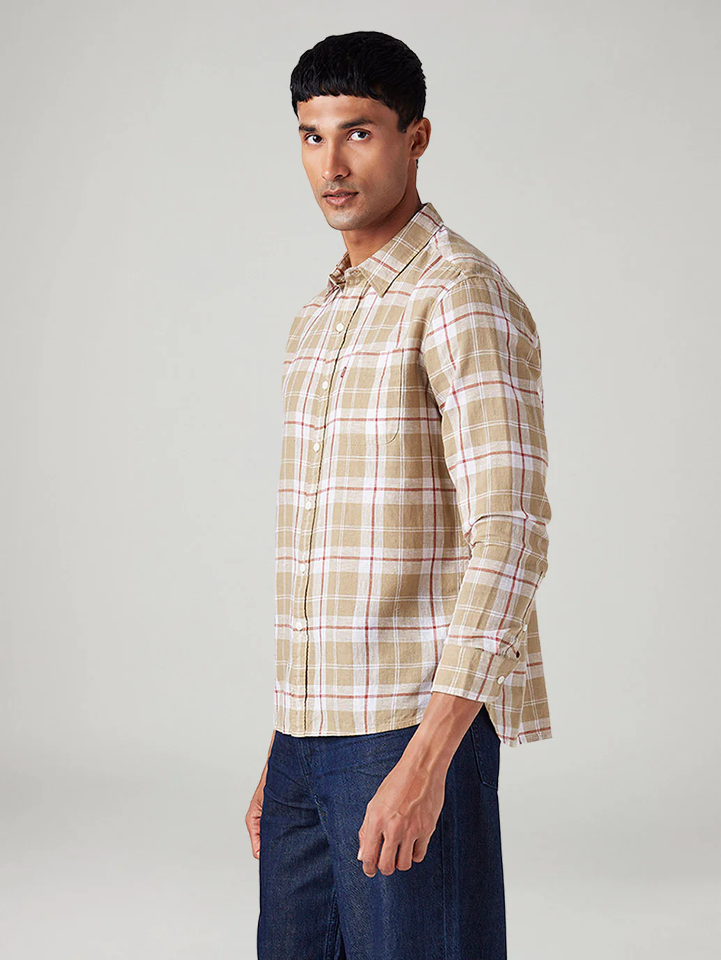 Men's Checkered Slim Fit Linen Shirt - Image 5