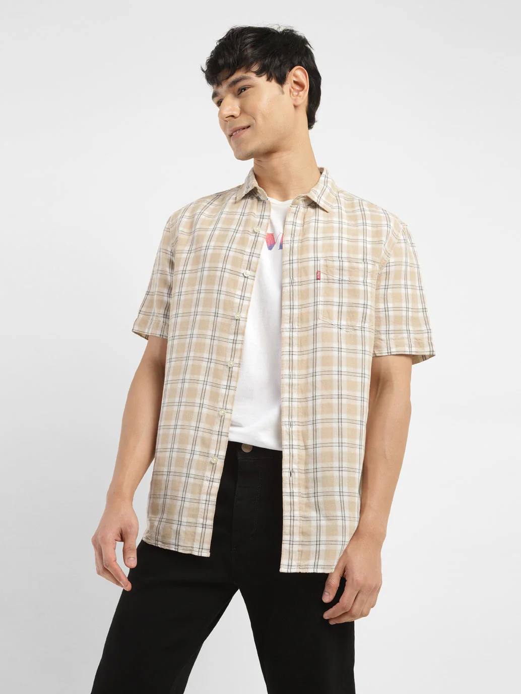 Men's Checkered Slim Fit Linen Shirt - Image 2