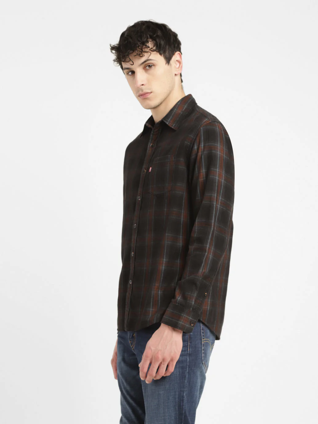 Men's Checkered Slim Fit Corduroy Shirt - Image 5