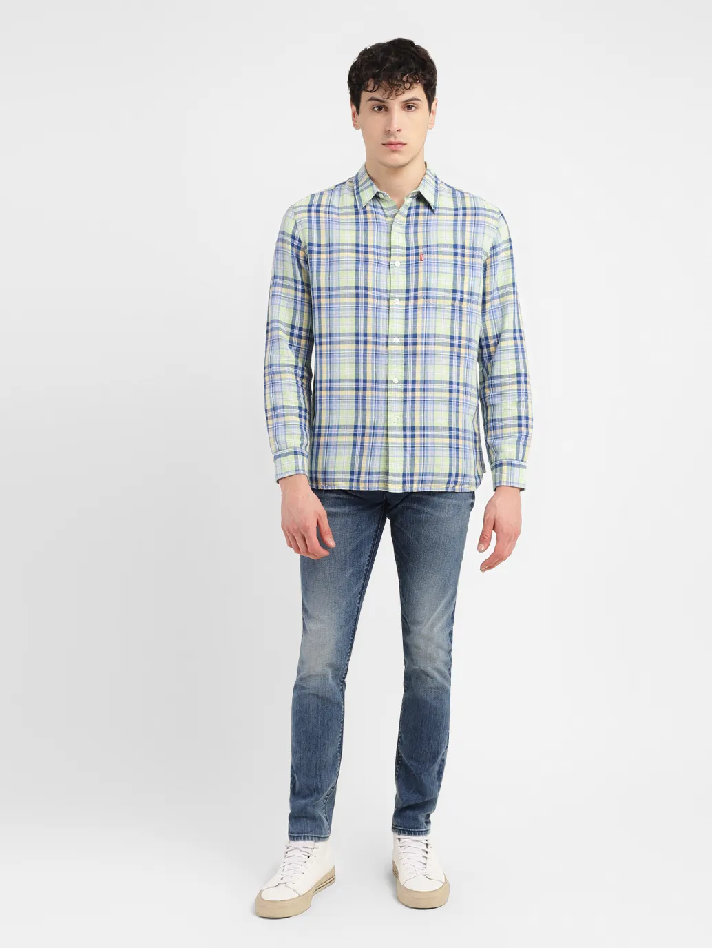 Men's Checkered Slim Fit Linen Shirt - Image 6