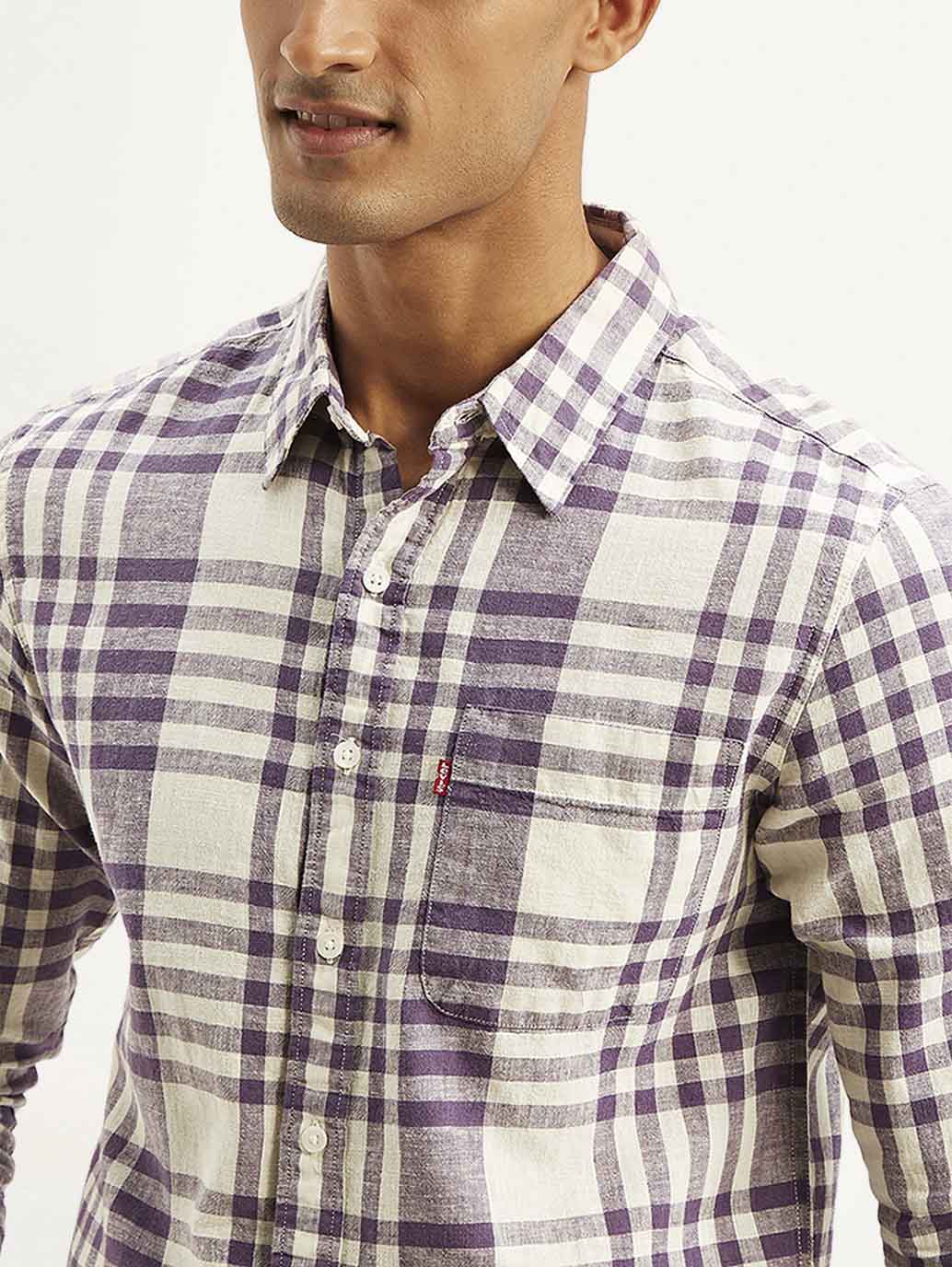 Men's Checkered Slim Fit Linen Shirt - Image 4