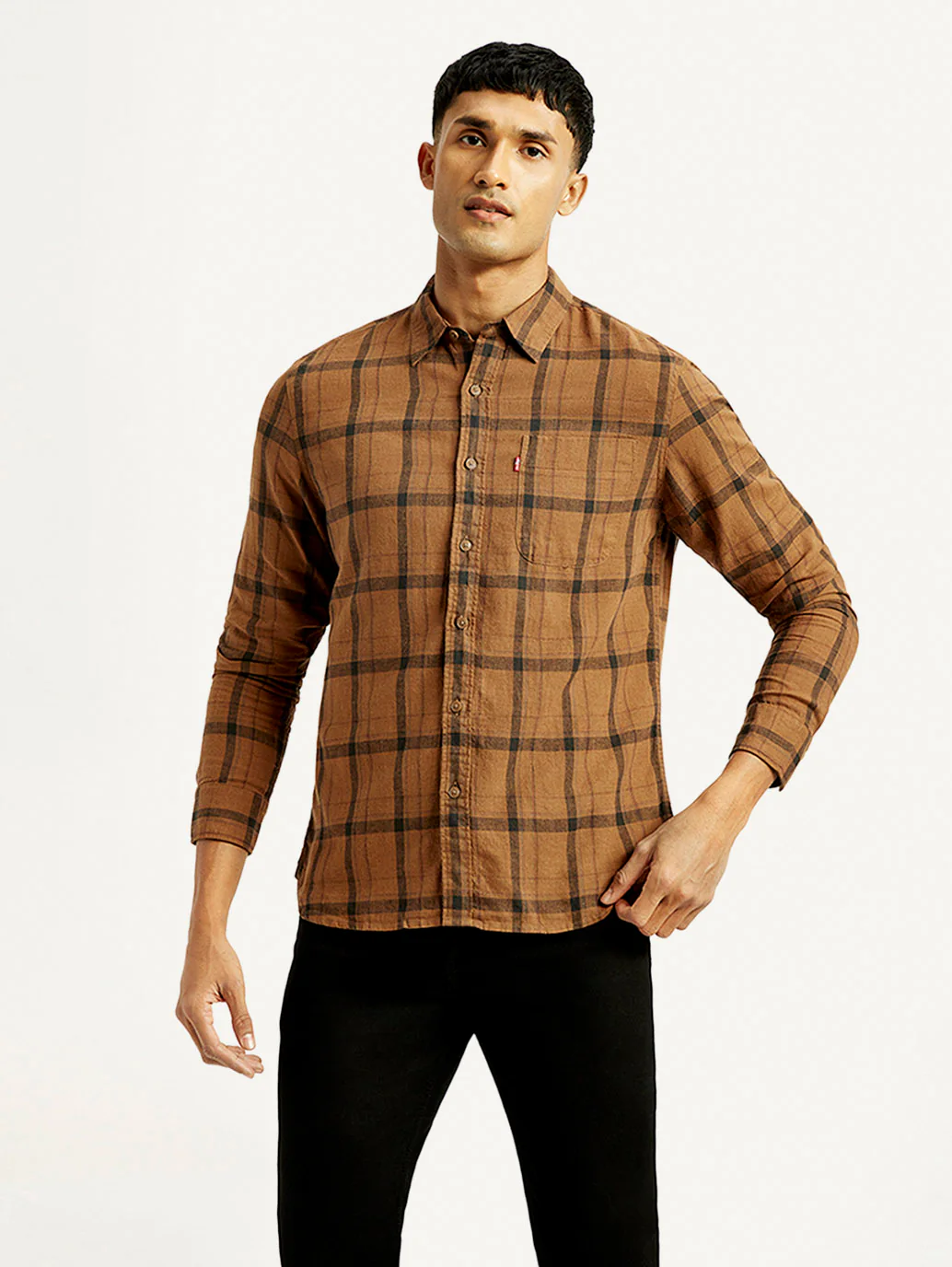 Men's Checkered Slim Fit Linen Shirt - Image 5
