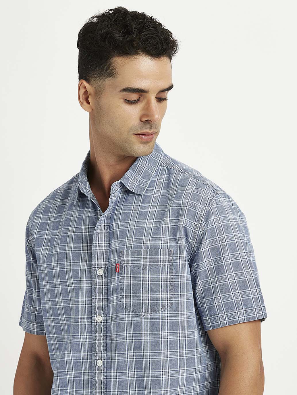 Men's Checkered Spread Collar Shirt - Image 3