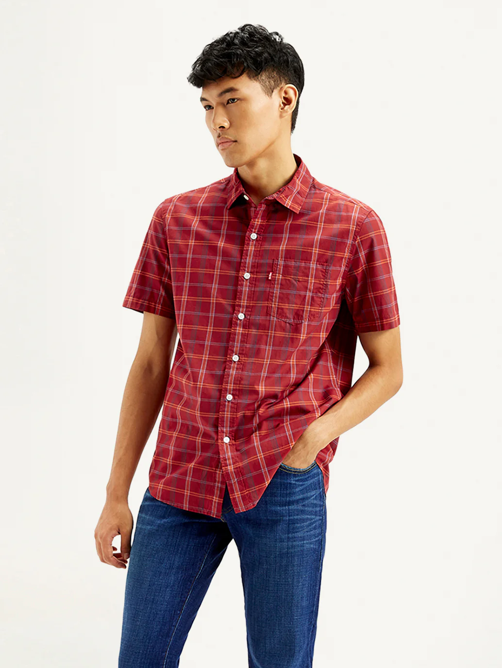 Men's Checkered Spread Collar Shirt - Image 4