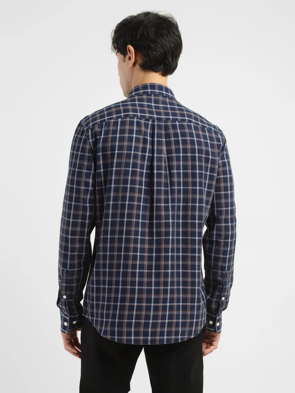 Men's Checkered Spread Collar Shirt - Image 3