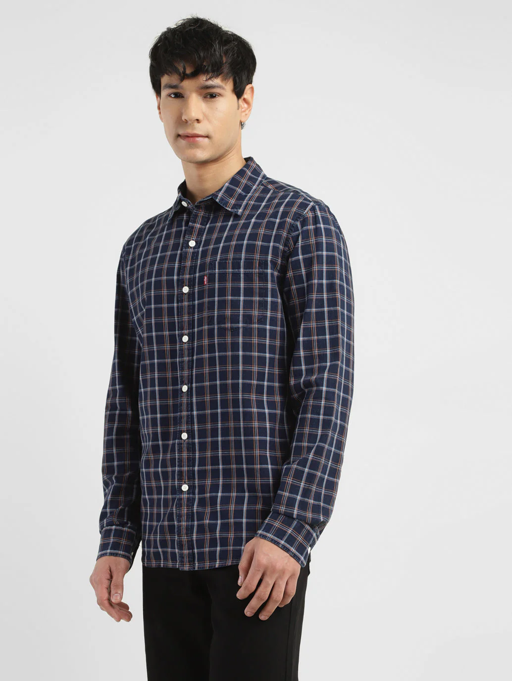 Men's Checkered Spread Collar Shirt - Image 4