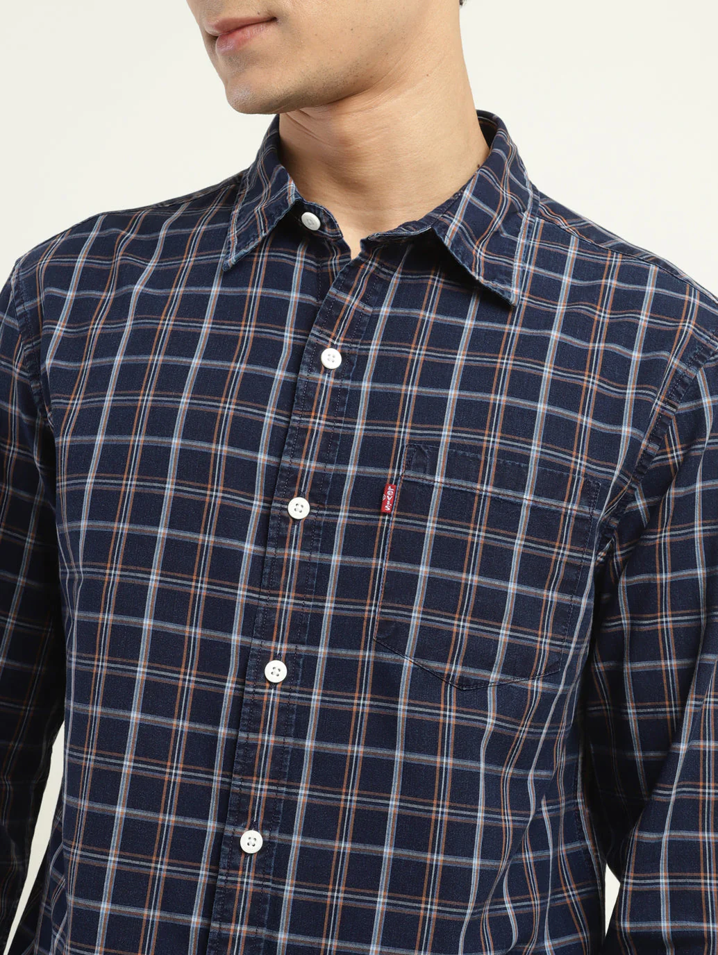 Men's Checkered Spread Collar Shirt - Image 5