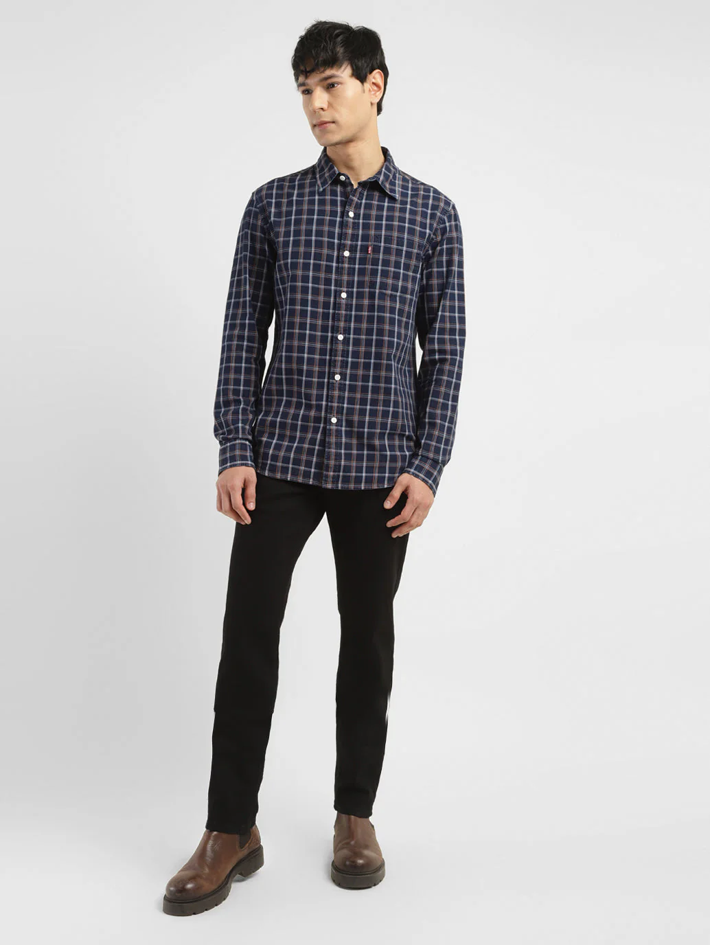 Men's Checkered Spread Collar Shirt - Image 6