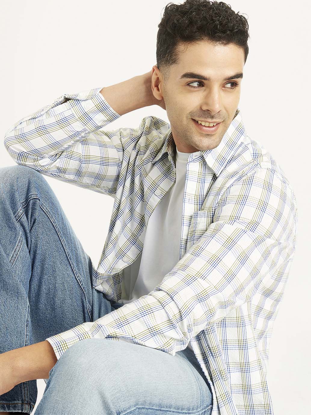 Men's Checkered Spread Collar Shirt - Image 2