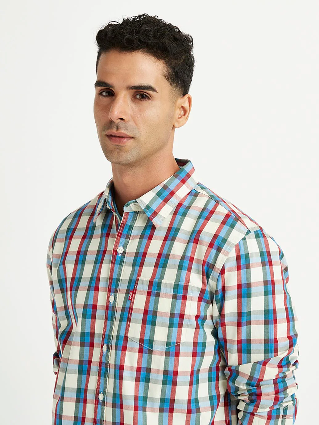 Men's Checkered Spread Collar Shirt - Image 3