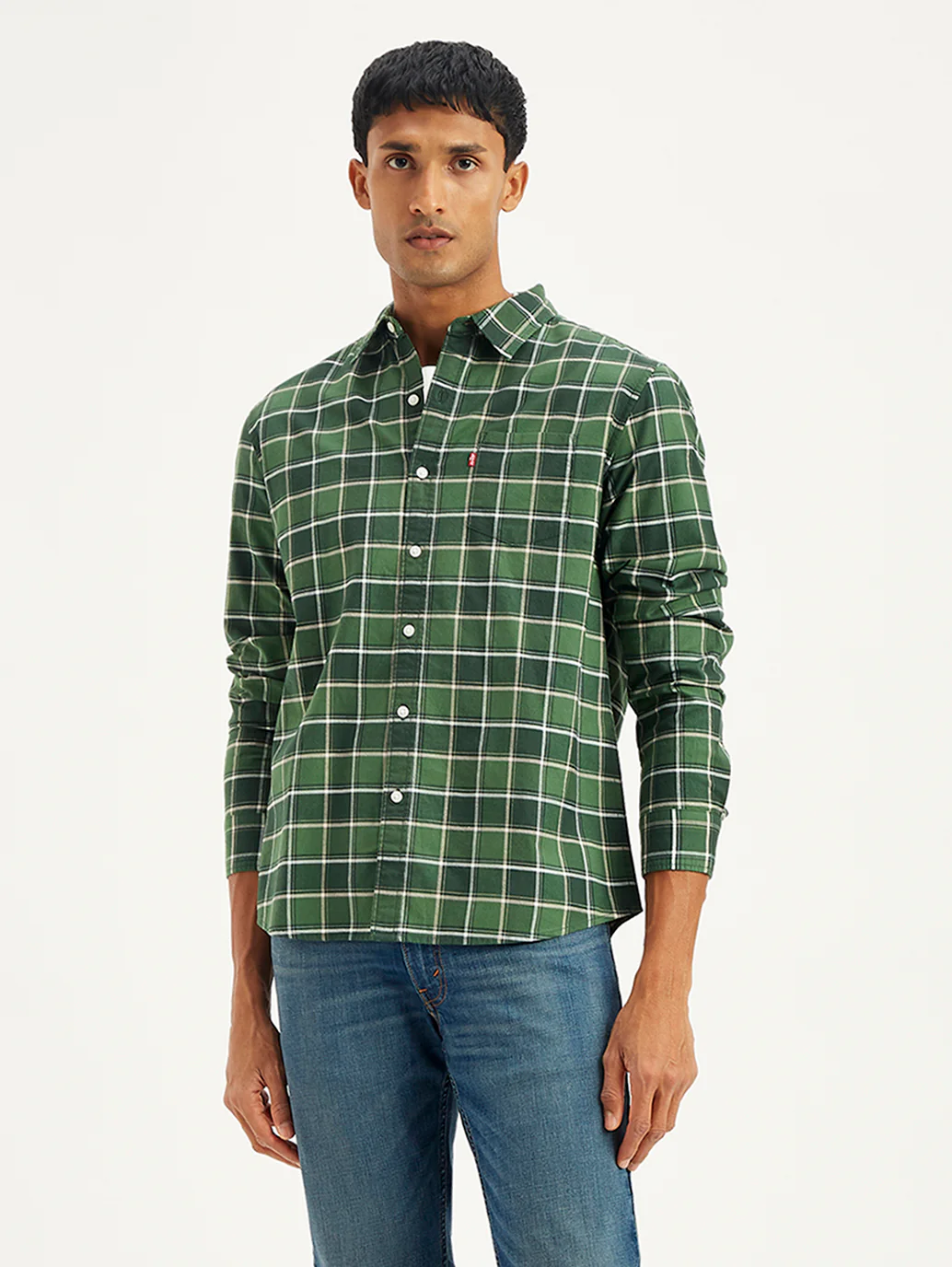 Men's Checkered Spread Collar Shirt - Image 3