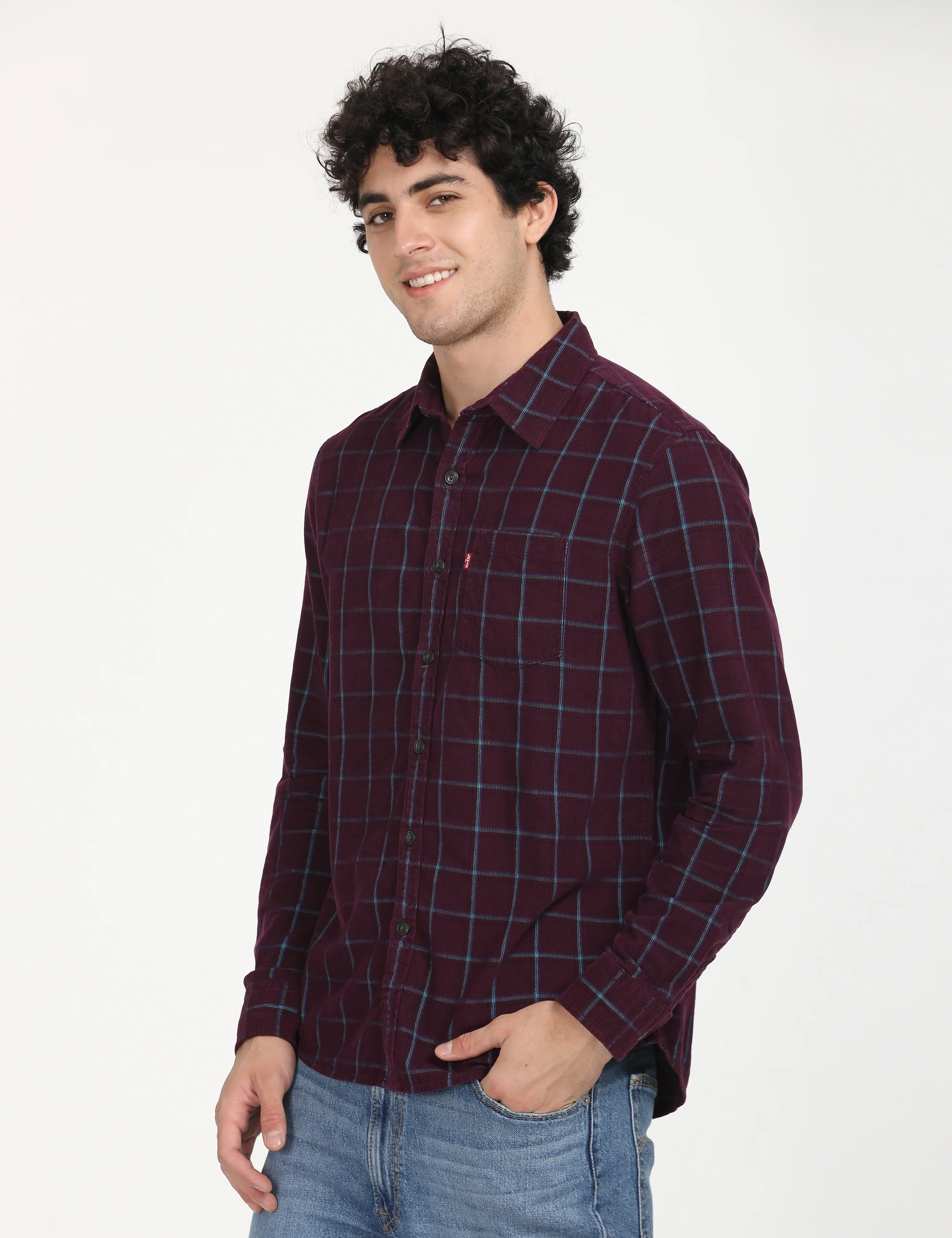 Men's Checkered Spread Collar Shirt - Image 2