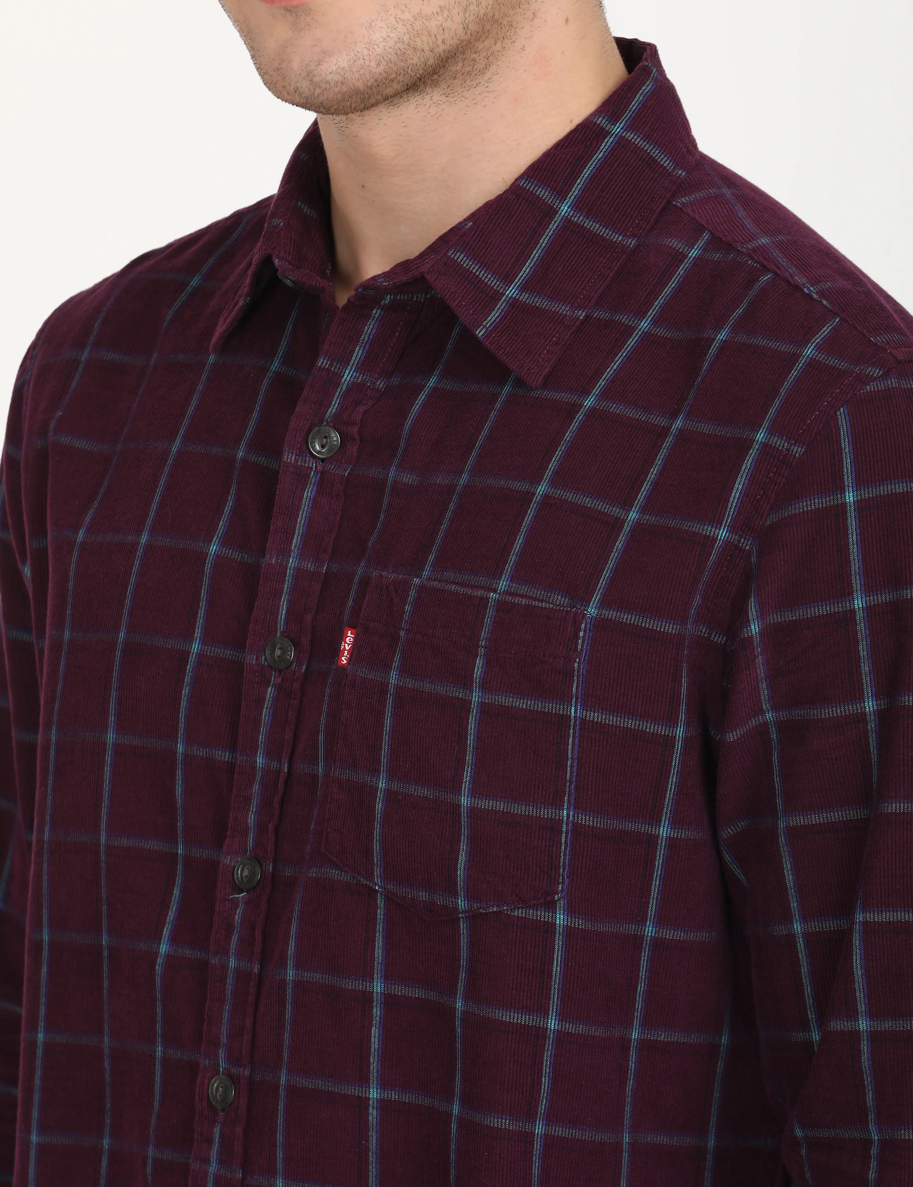 Men's Checkered Spread Collar Shirt - Image 3
