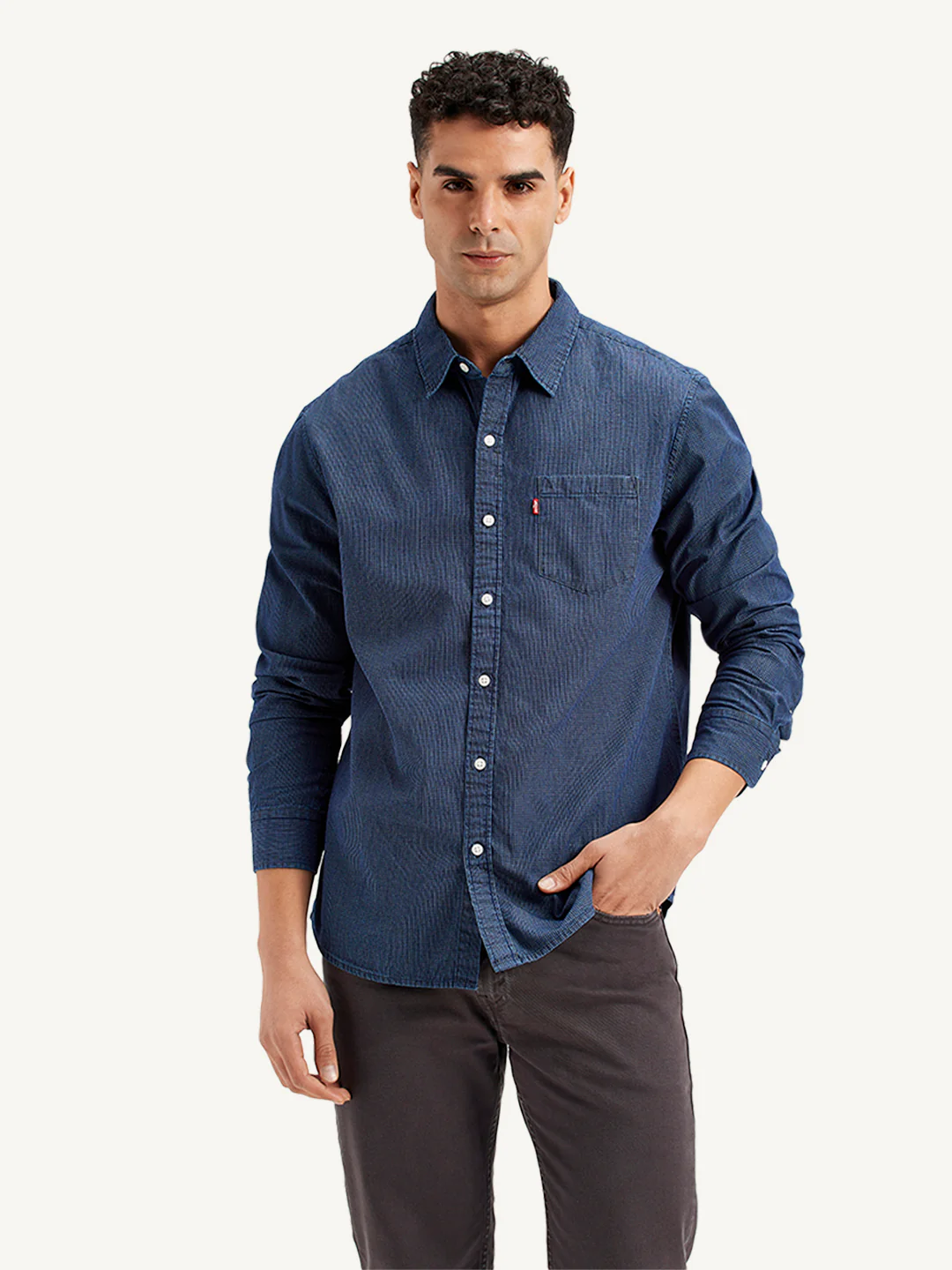 Men's Checkered Spread Collar Shirt - Image 2