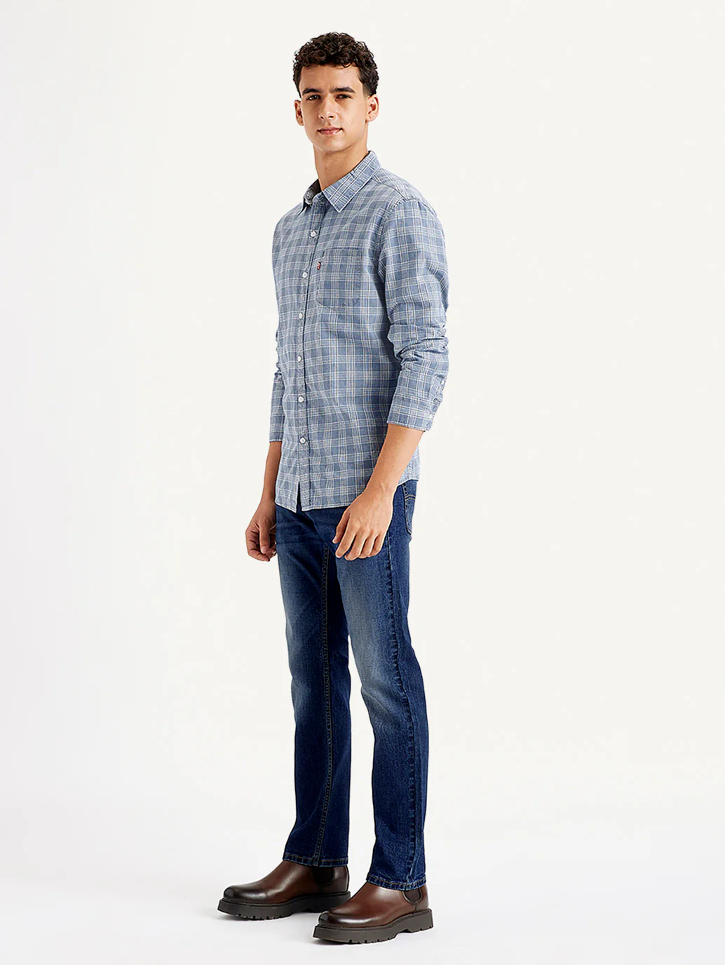 Men's Checkered Spread Collar Shirt - Image 3