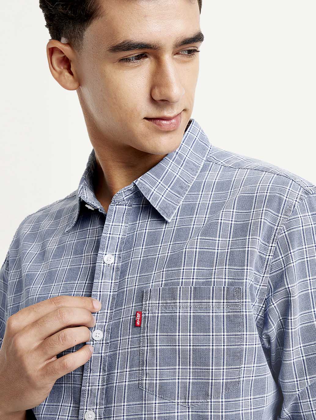 Men's Checkered Spread Collar Shirt - Image 5