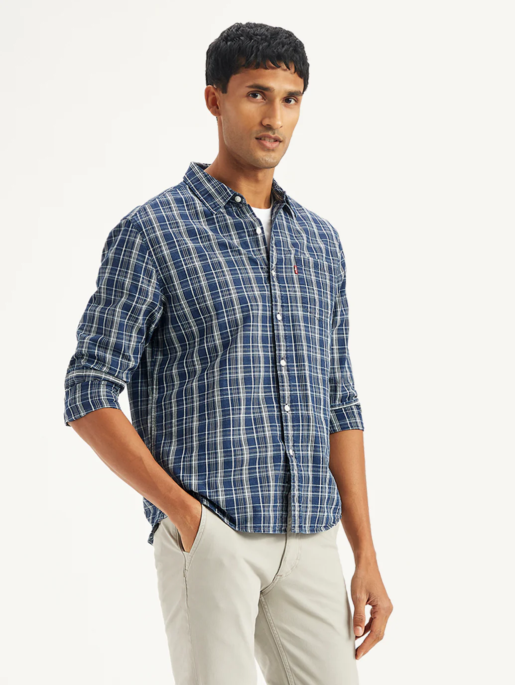 Men's Checkered Spread Collar Shirt - Image 2