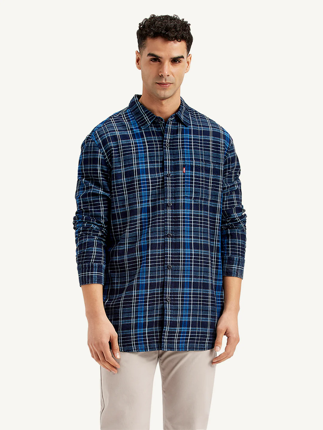 Men's Checkered Spread Collar Shirt - Image 2