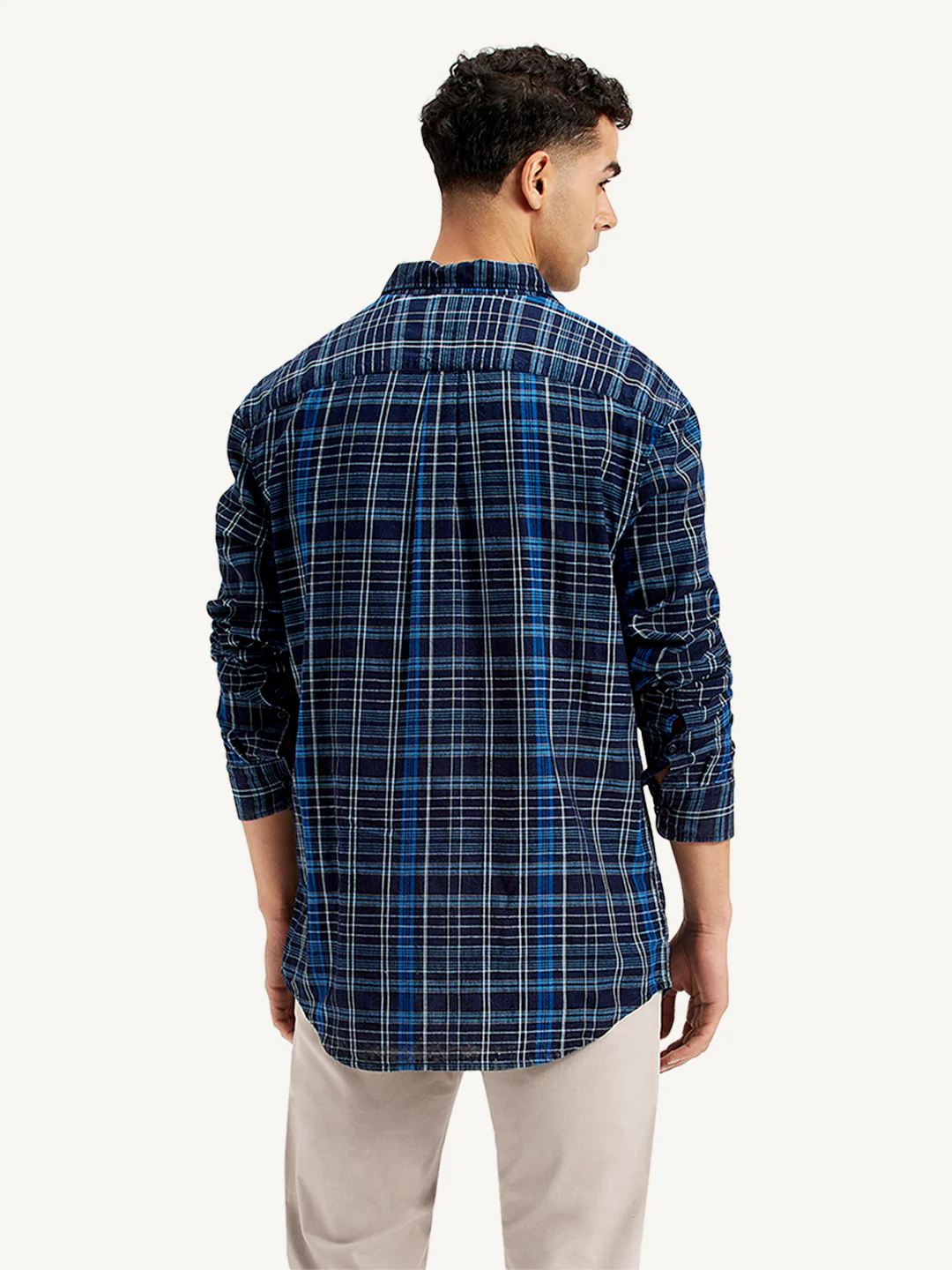 Men's Checkered Spread Collar Shirt - Image 3