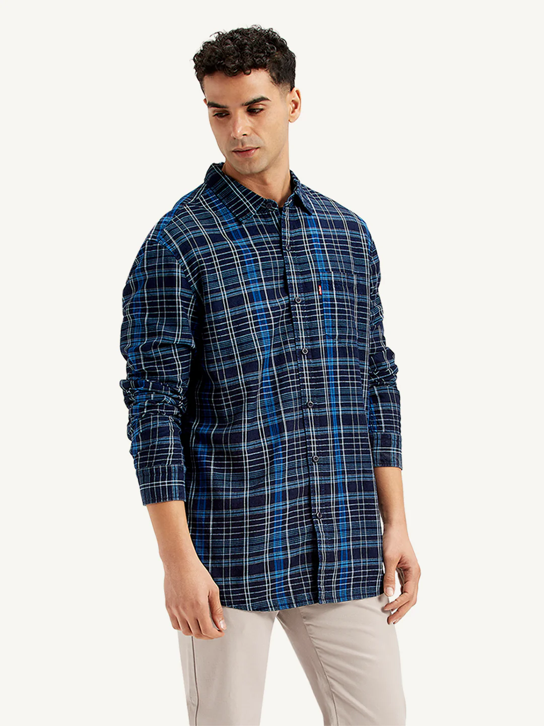 Men's Checkered Spread Collar Shirt - Image 4