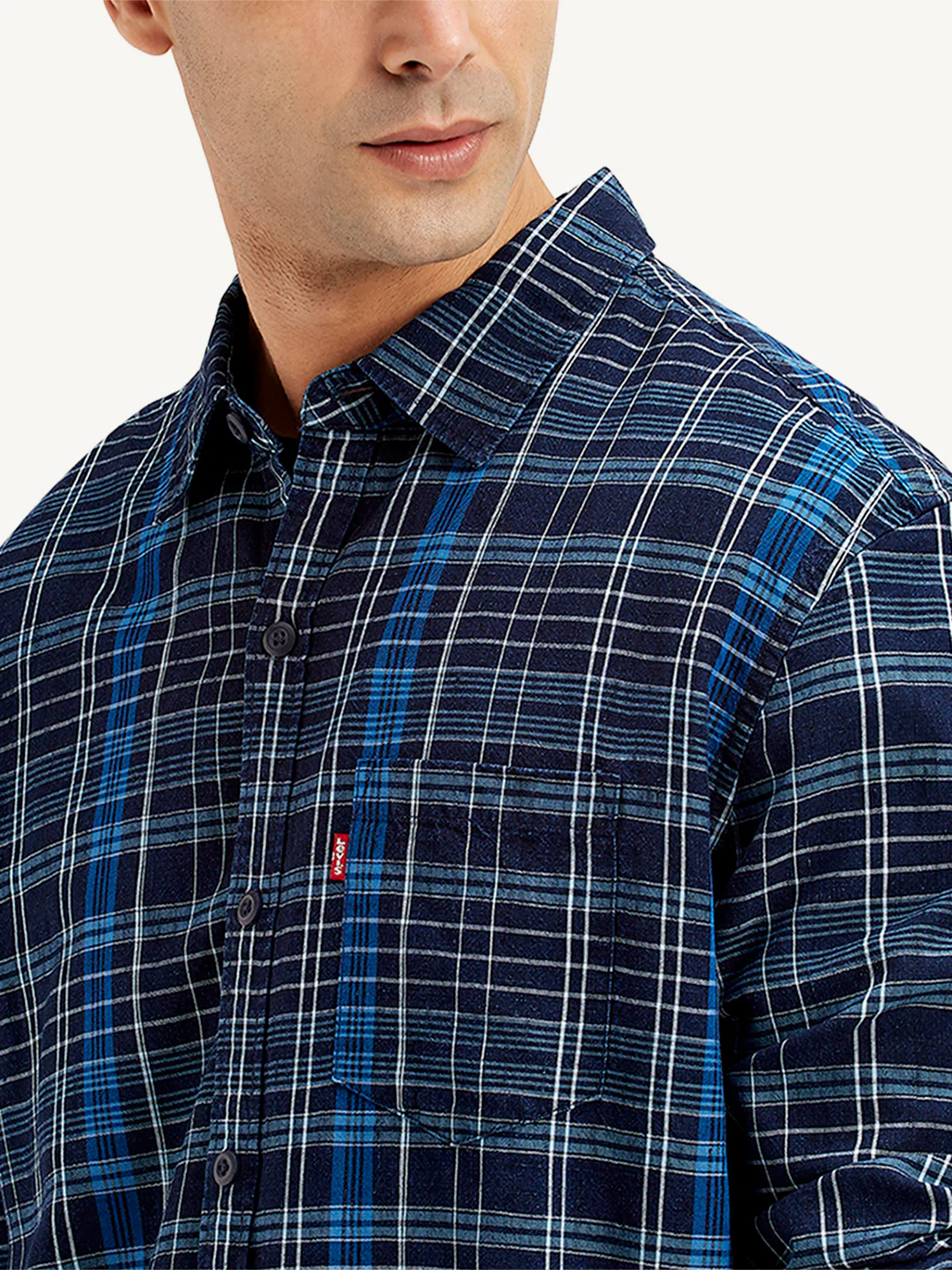 Men's Checkered Spread Collar Shirt - Image 5