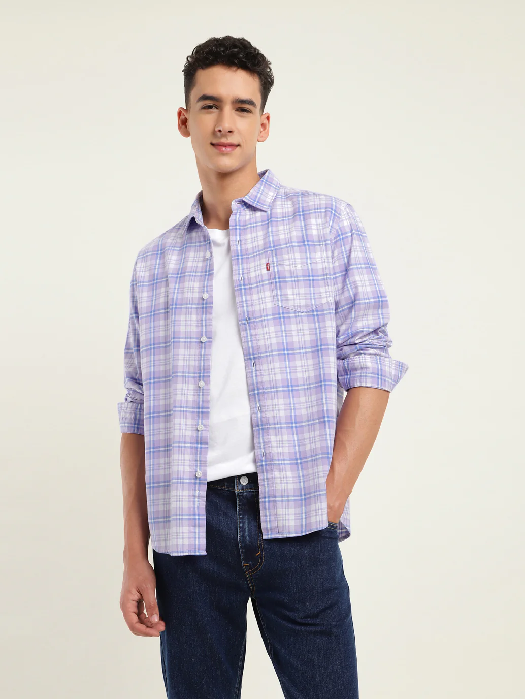Men's Checkered Spread Collar Shirt - Image 2