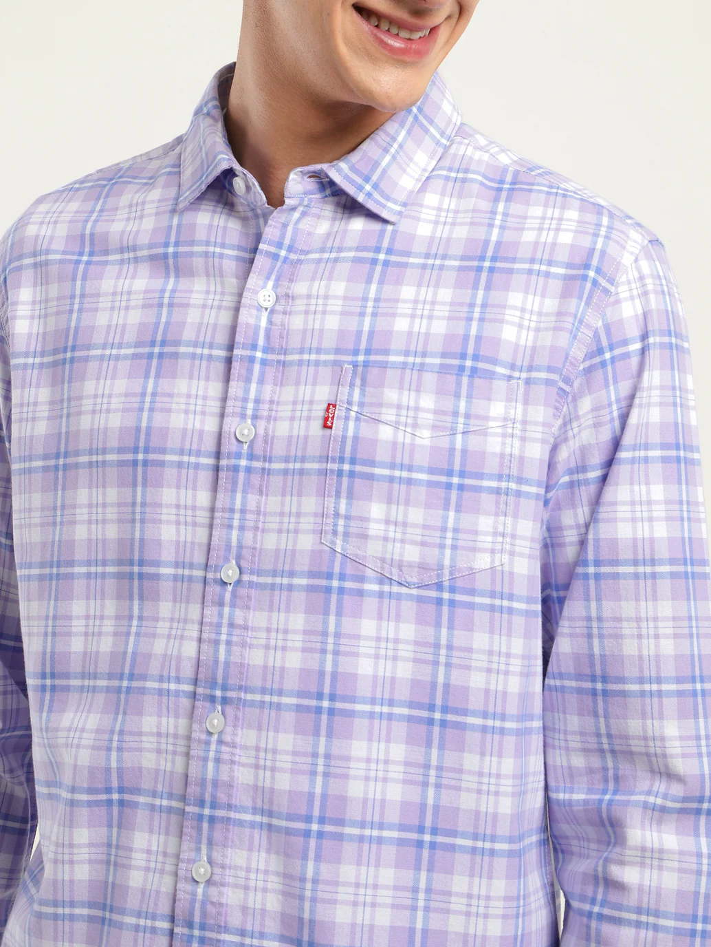 Men's Checkered Spread Collar Shirt - Image 5