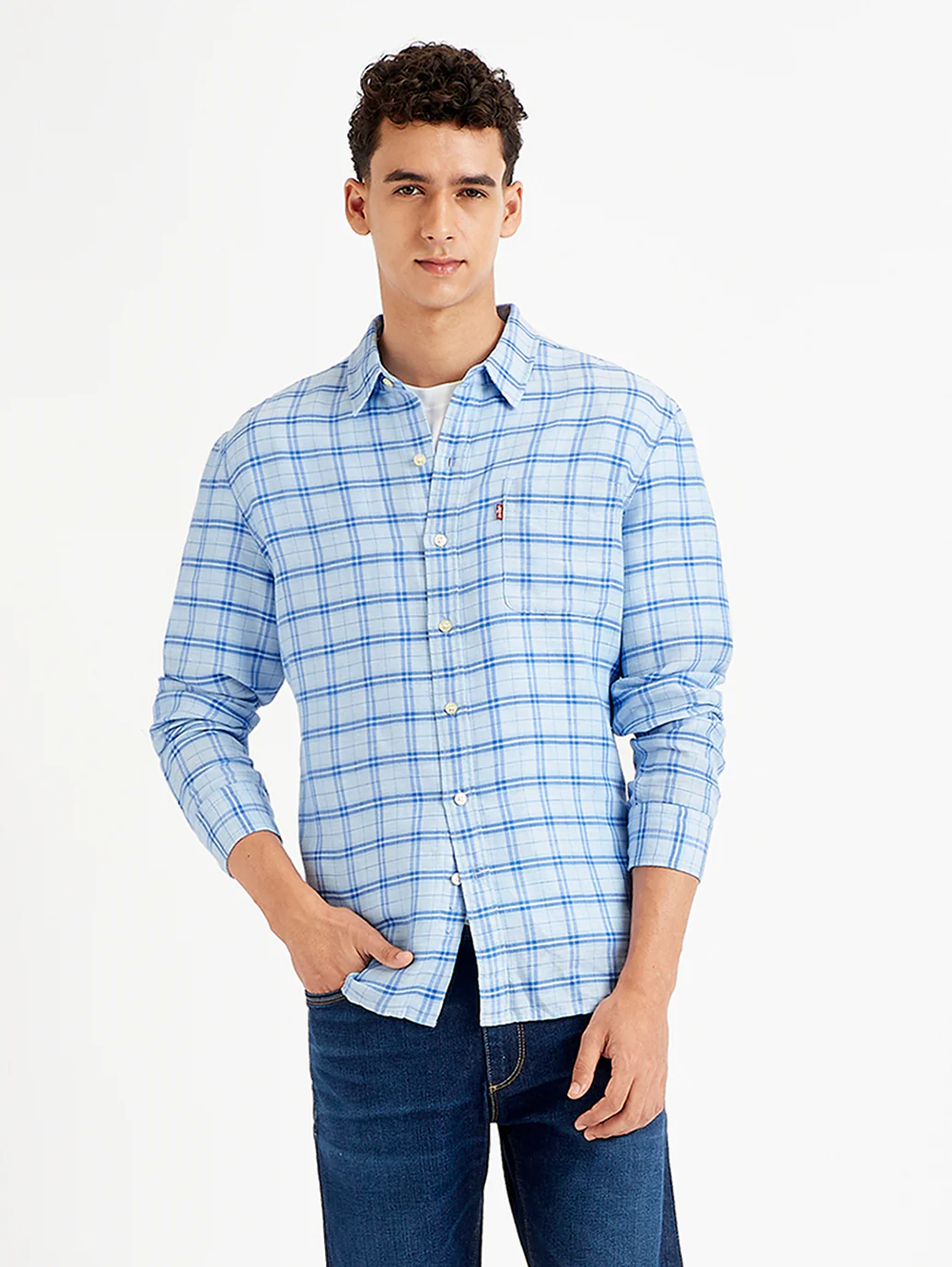 Men's Checkered Spread Collar Shirt - Image 2