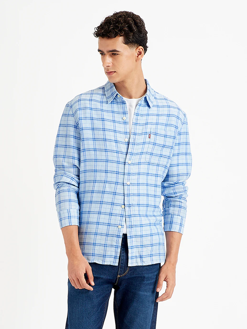 Men's Checkered Spread Collar Shirt - Image 3