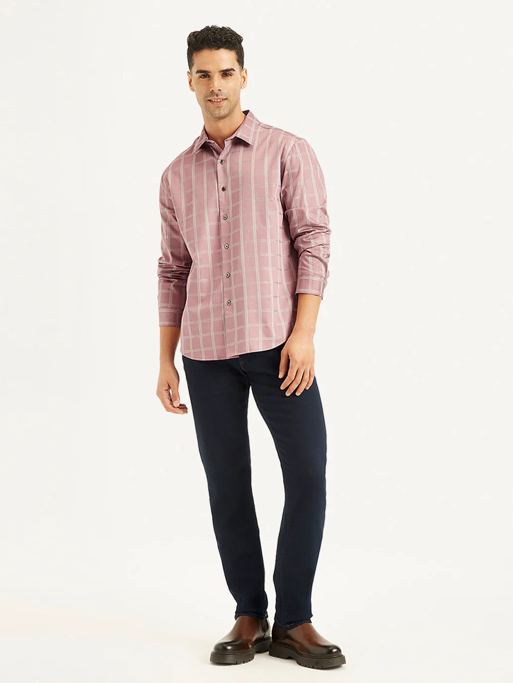 Men's Redloop Checkered Spread Collar Shirt - Image 2